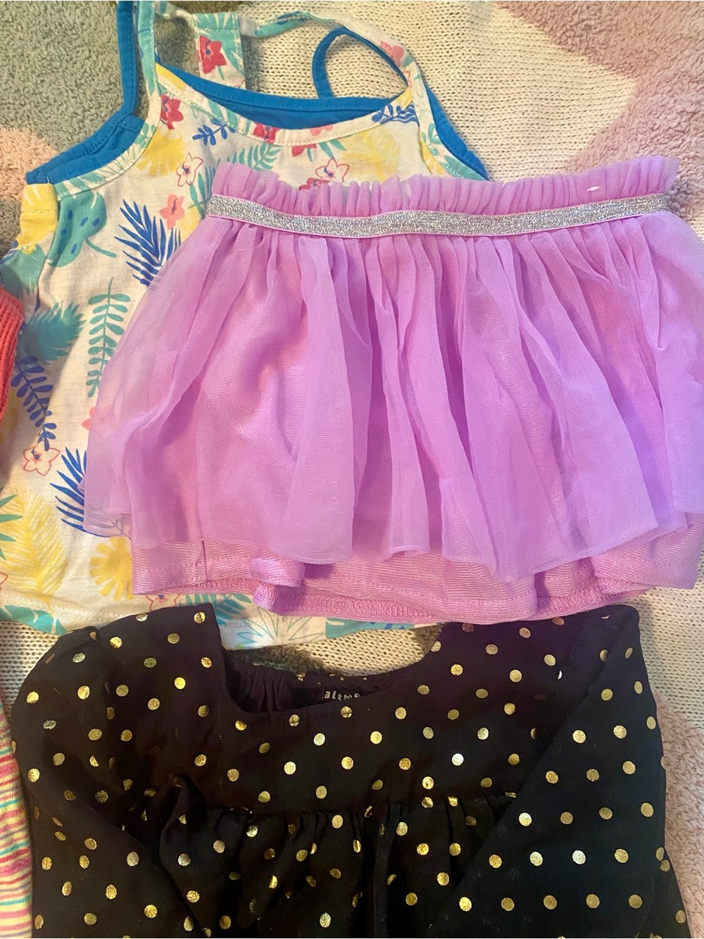 Multiples Girls Pink Gingham Button Top & Black Gold Polka Dot Dress Set - Picture 11 of 11